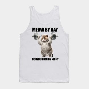 Cat Fitness Lovers Gift Meow By Day Bodybuilder By Night Workout Tank Top